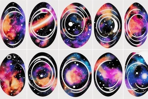 Colorful nebula tattoo with black hole with planets and collision tattoo idea