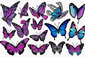 butterfly with pink and blue wings tattoo idea