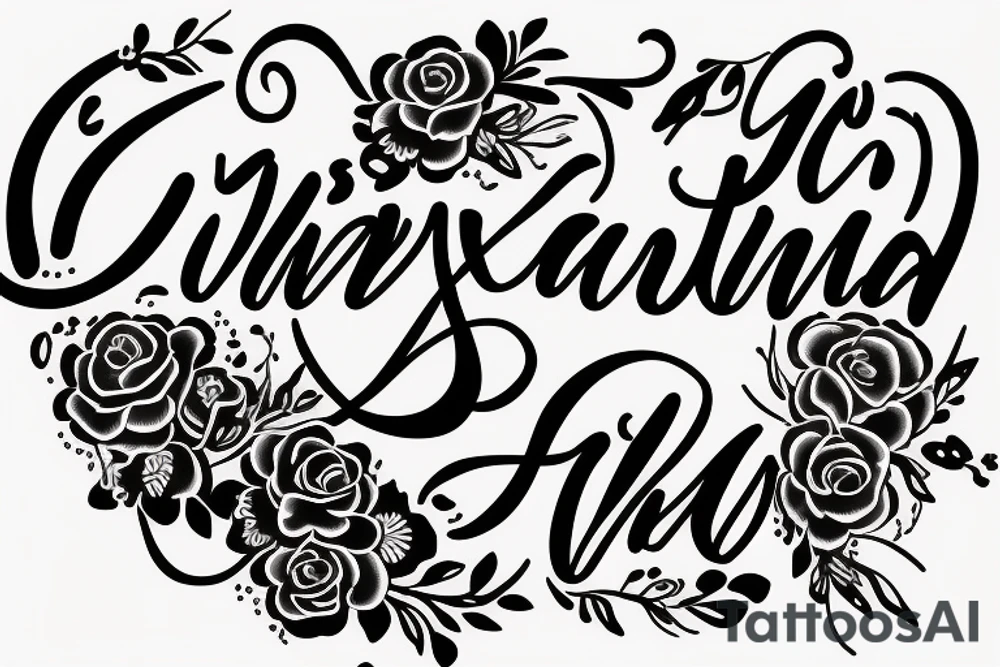 cursive font "WILLA" WITH FLOWERS tattoo idea