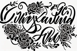 cursive font "WILLA" WITH FLOWERS tattoo idea