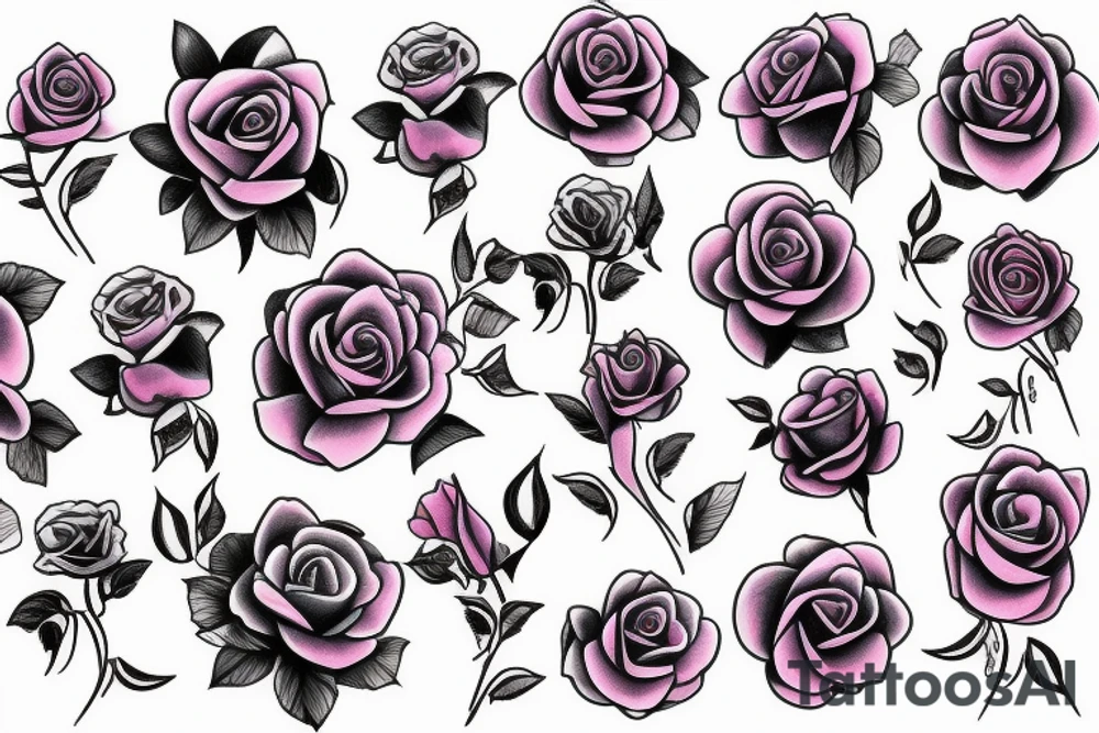 pink and blue rose tattoo idea