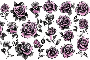 pink and blue rose tattoo idea