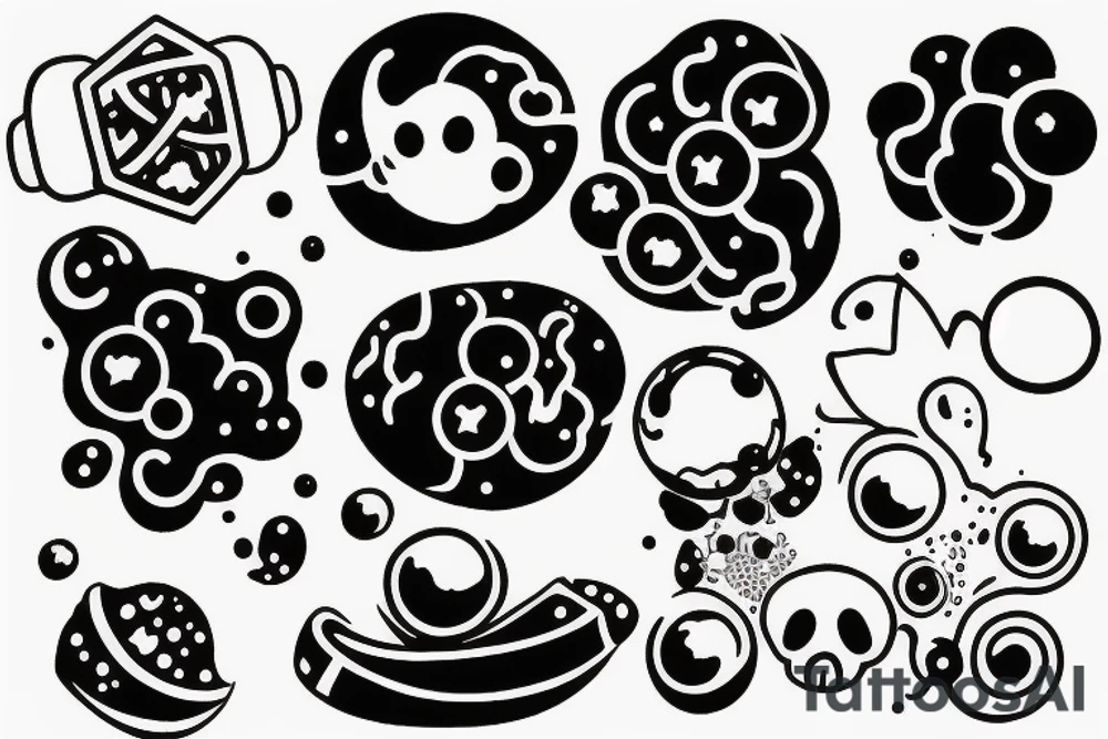 Atoms coming out ladies head with molecule tattoo idea