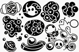 Atoms coming out ladies head with molecule tattoo idea