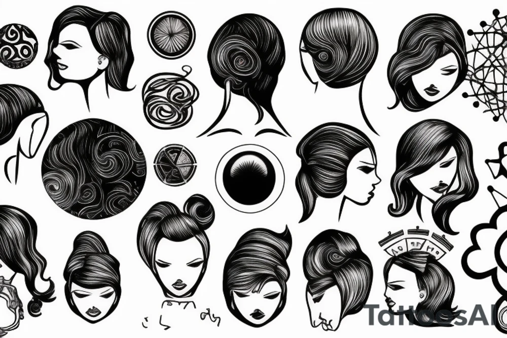 Atoms coming out ladies head with molecule tattoo idea