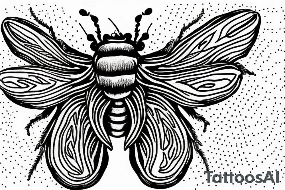 ten lined June beetle flying tattoo idea
