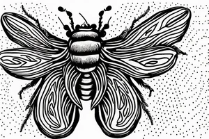 ten lined June beetle flying tattoo idea