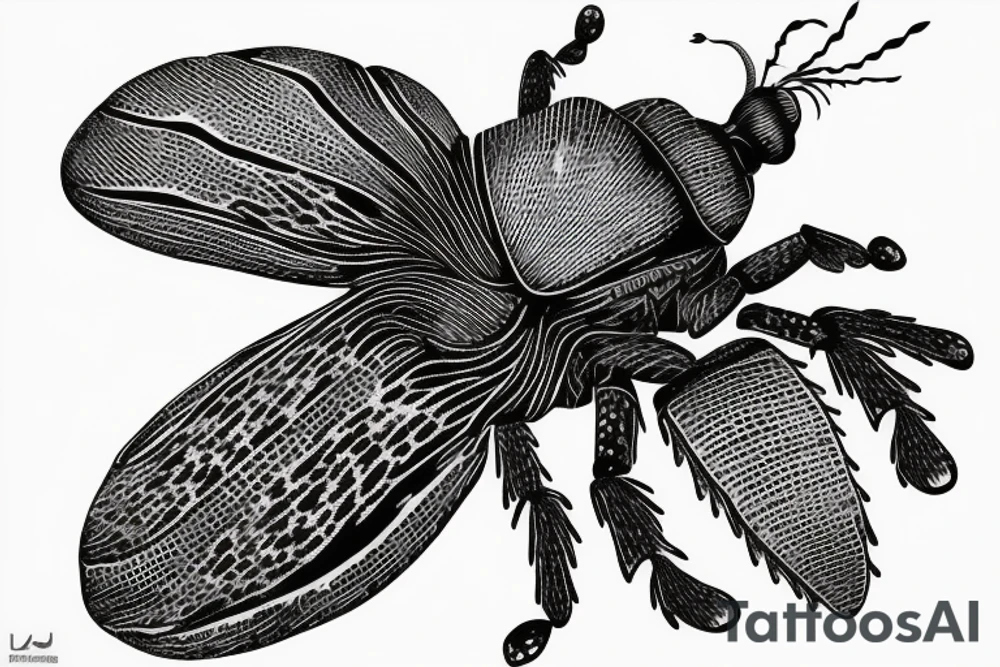 ten lined June beetle flying tattoo idea