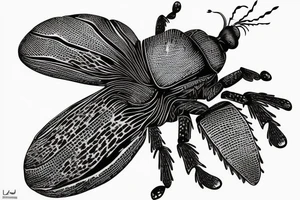 ten lined June beetle flying tattoo idea