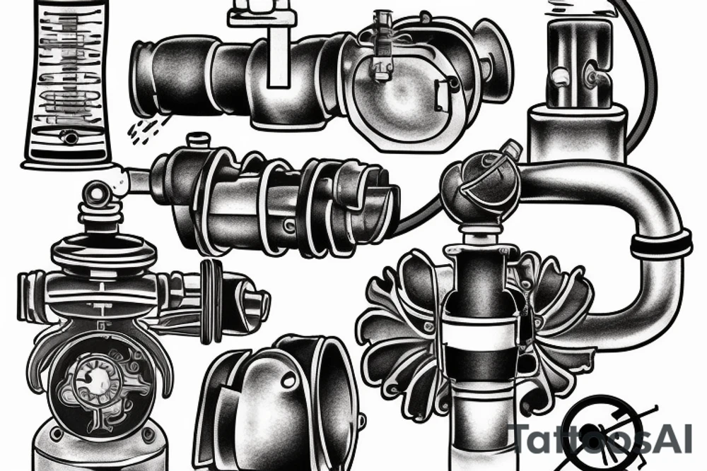 A irrigation pump on the riverside tattoo idea