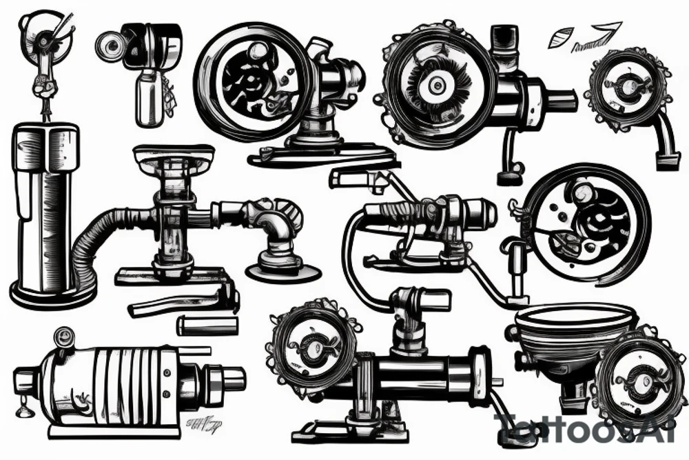 A irrigation pump on the riverside tattoo idea