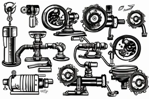 A irrigation pump on the riverside tattoo idea