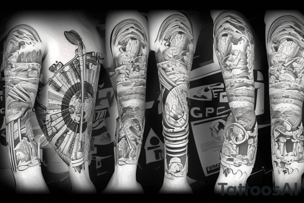 A irrigation pump on the riverside tattoo idea