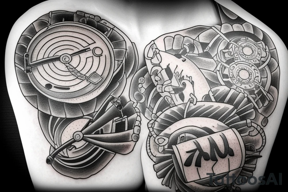 A irrigation pump on the riverside tattoo idea