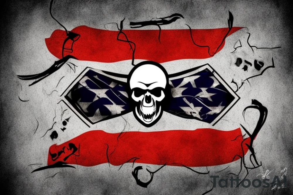 Rebel flag skull smoking joint tattoo idea