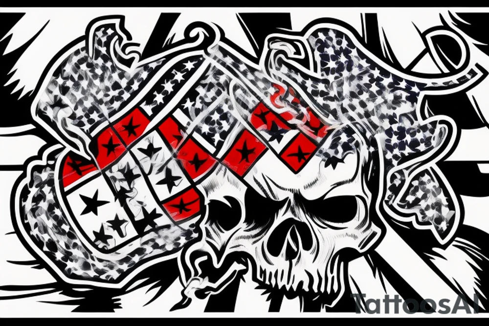 Rebel flag skull smoking joint tattoo idea
