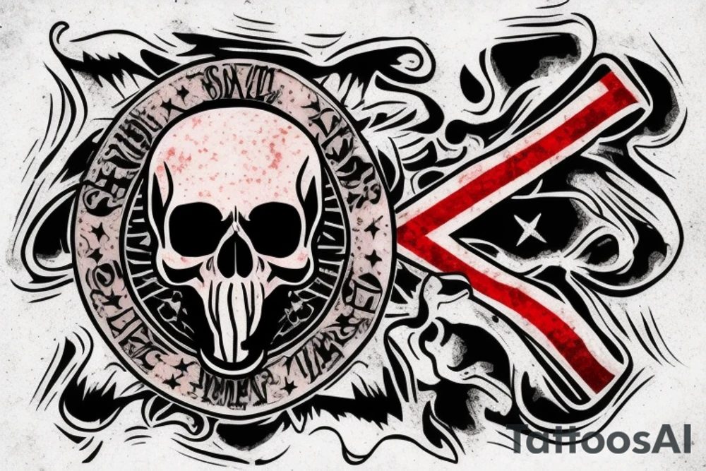 Rebel flag skull smoking joint tattoo idea