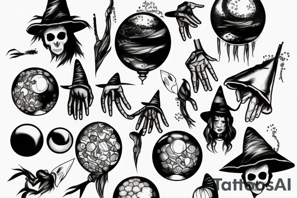 Witch hands crystal ball tattoo idea