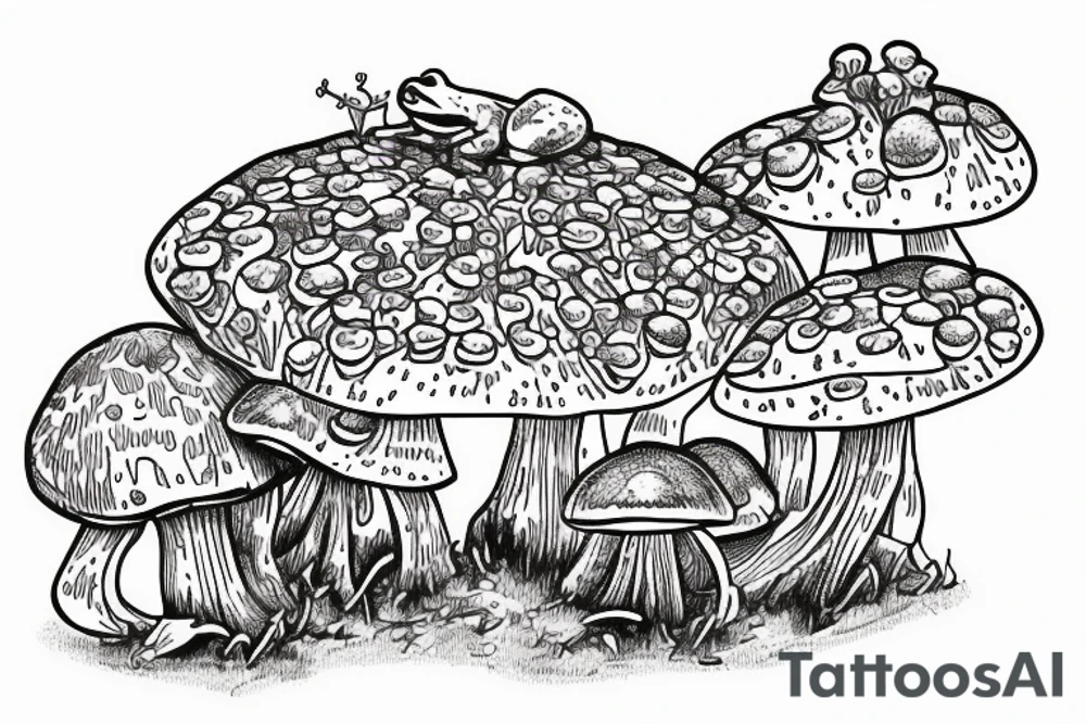 Cottage core frog on a mushroom tattoo idea
