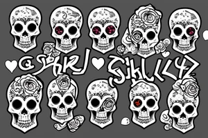 Girl skull smoking joint tattoo idea