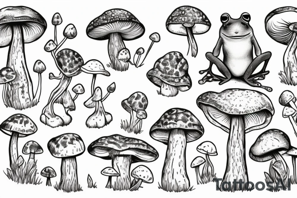Cottage core frog on a mushroom tattoo idea