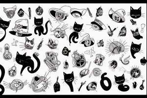 Black cat with a fuzzy hat and a sweater tattoo idea
