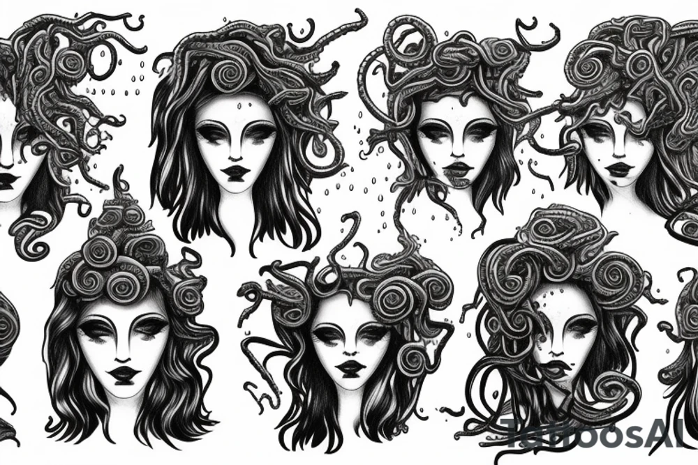 Medusa in rain tattoo idea