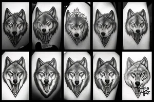 wolf growling at top of mountain tattoo idea