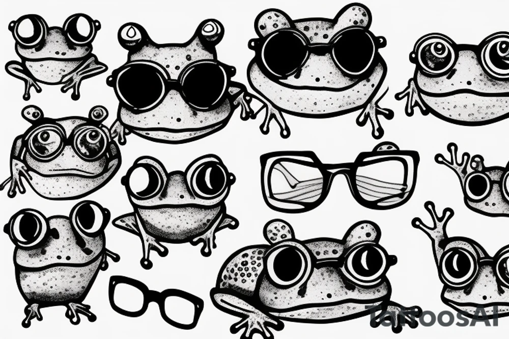 weathered frog toad wearing glasses tattoo idea