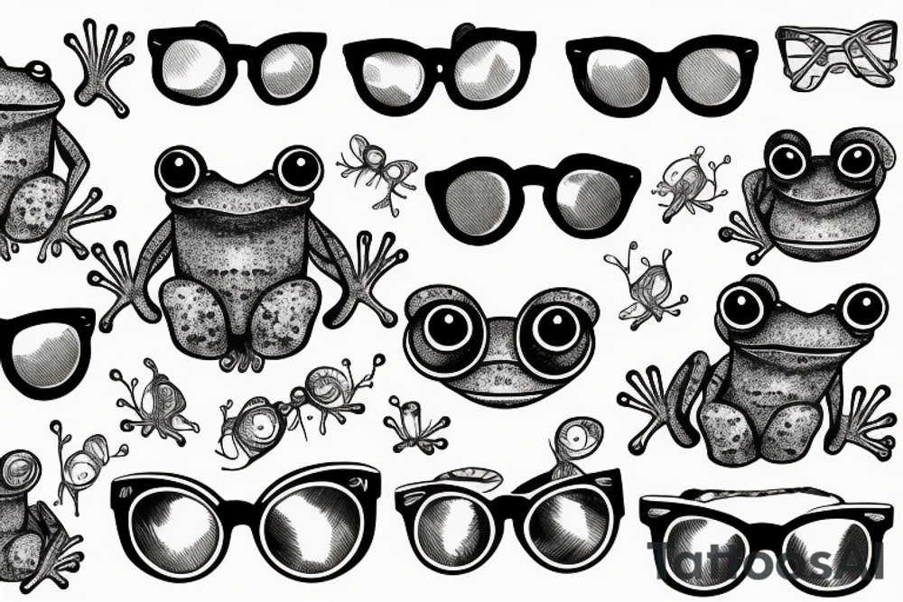 weathered frog toad wearing glasses tattoo idea