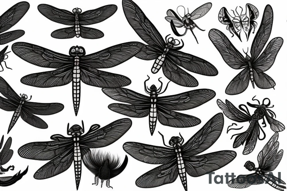 dragonfly with burning wings tattoo idea
