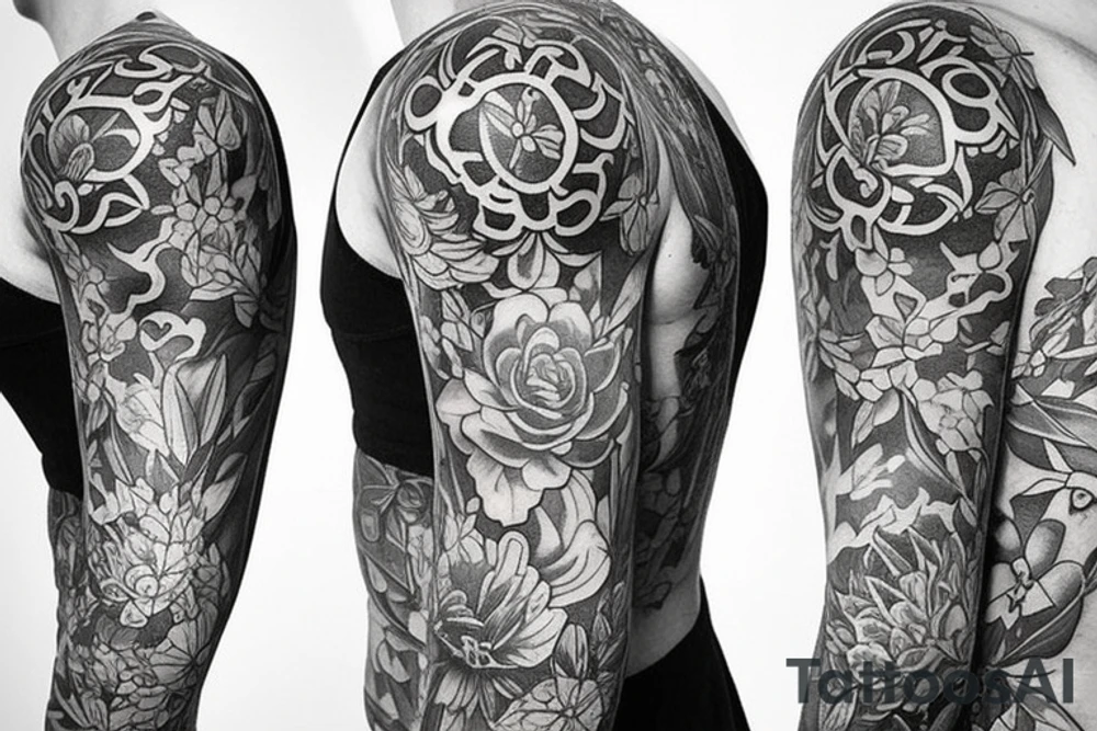 I want a chest piece with florals and the three fates tattoo idea