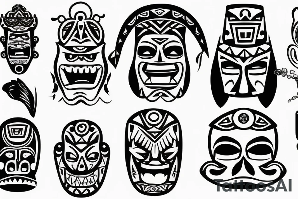 Mexican tiki statue head tattoo idea