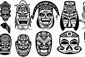 Mexican tiki statue head tattoo idea