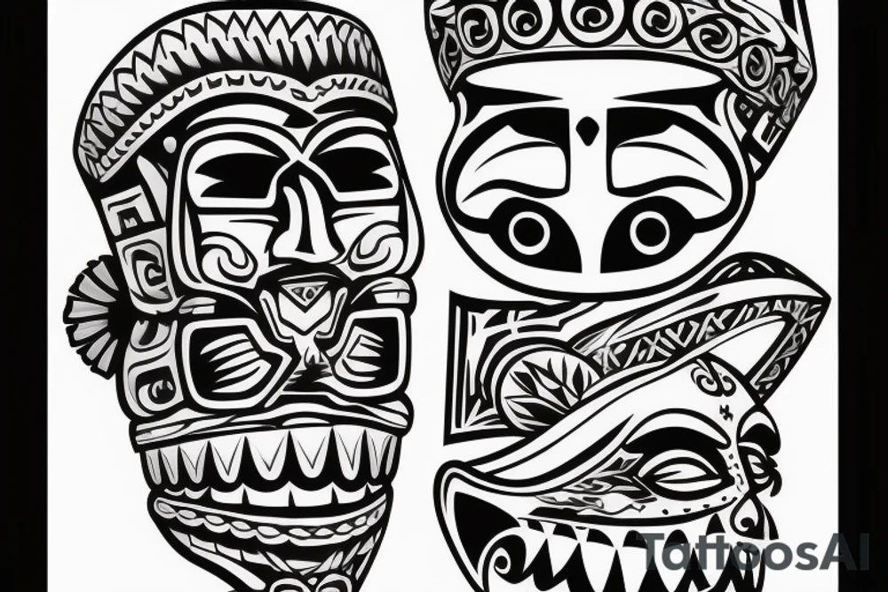 Mexican tiki statue head tattoo idea