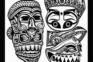 Mexican tiki statue head tattoo idea