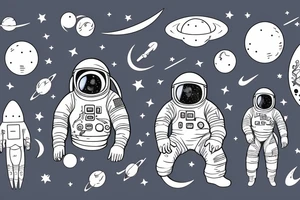 Astronaut with moon instead of head holding a space helmet balloon tattoo idea