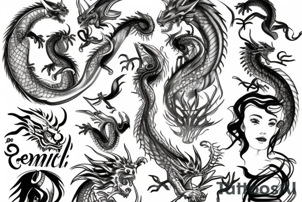gemini with dragon tattoo idea