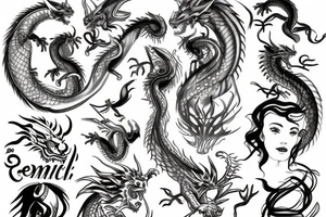 gemini with dragon tattoo idea