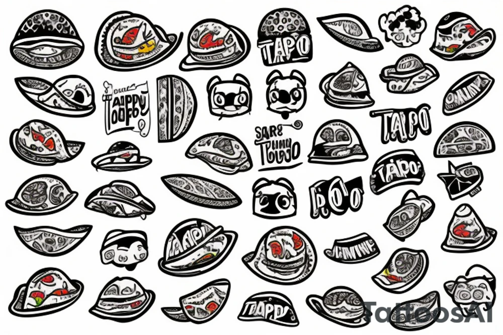 happy cartoon taco tattoo idea