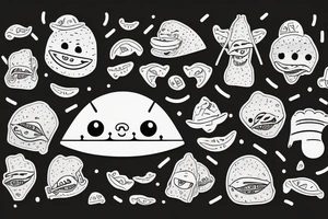 happy smiling taco with arms and legs tattoo idea