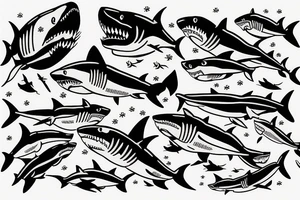 Family of four sharks tattoo idea