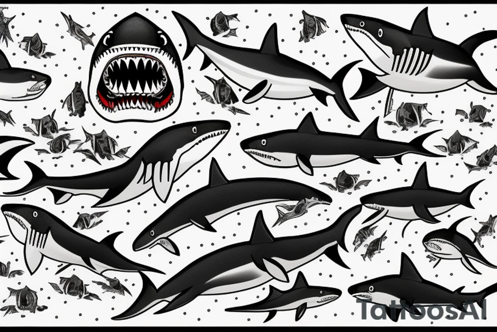 Shark family tattoo idea
