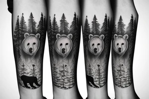 Family of bears in the woods tattoo idea