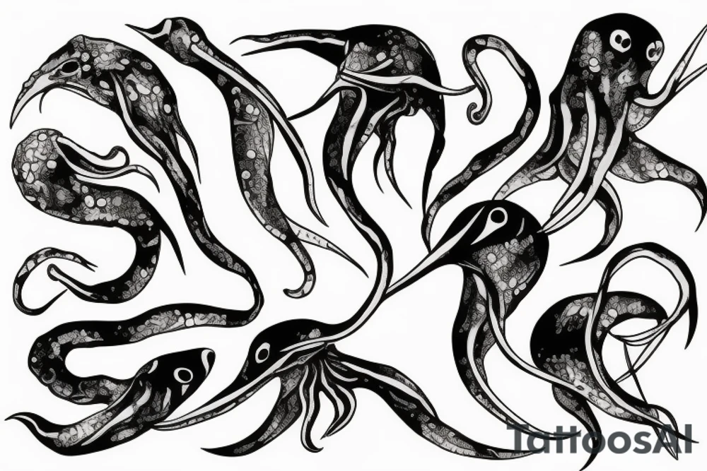 squid bird tattoo idea