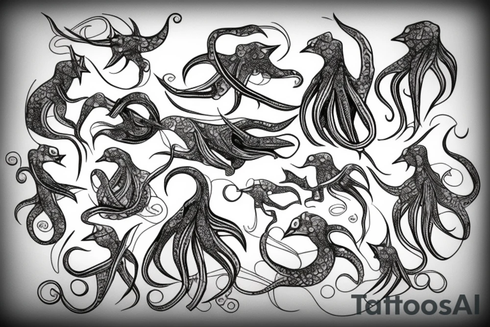 squid bird tattoo idea
