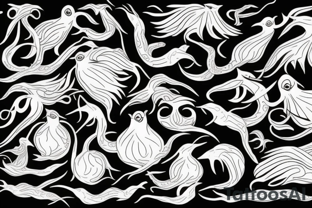 squid bird tattoo idea