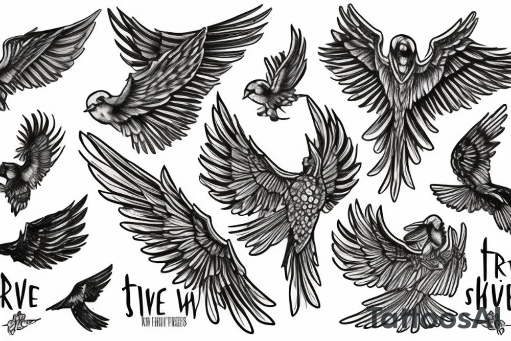 text "with brave wings she flies", vines, birds tattoo idea