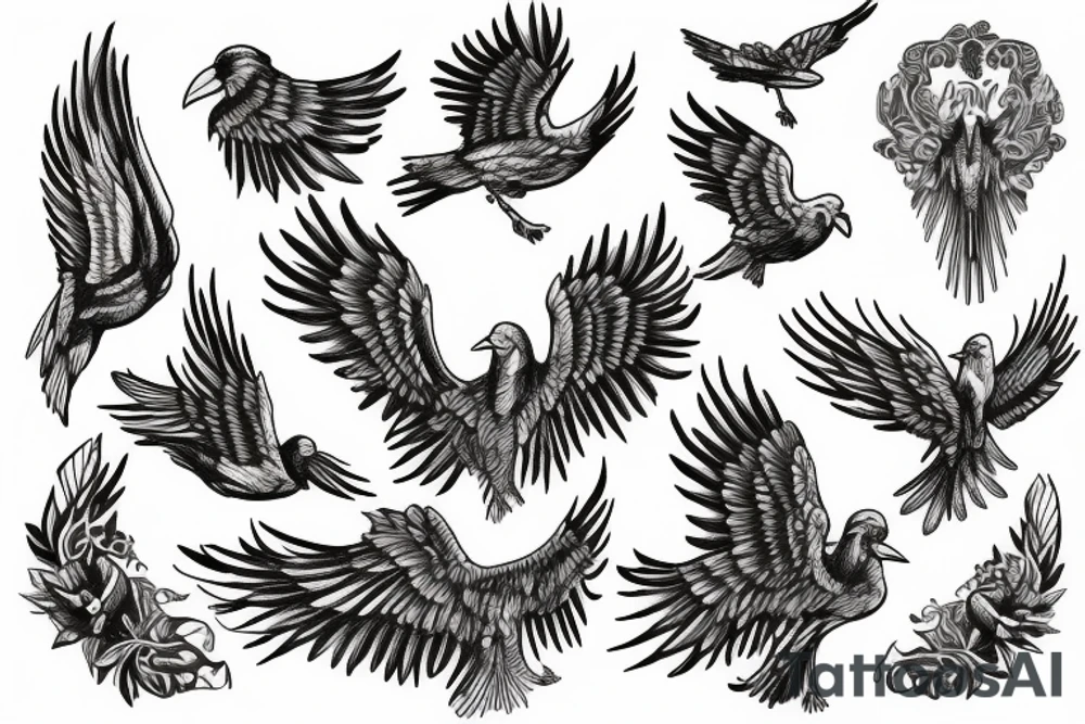 text "with brave wings she flies", vines, birds tattoo idea