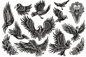 text "with brave wings she flies", vines, birds tattoo idea